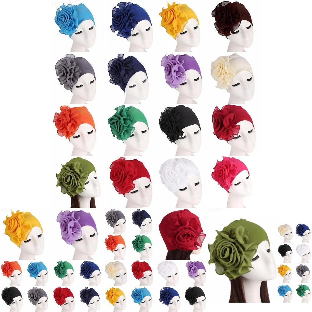 Luxurious Bamboo Fiber Womens Hair Loss Turban Cap With Beautiful Flower Design