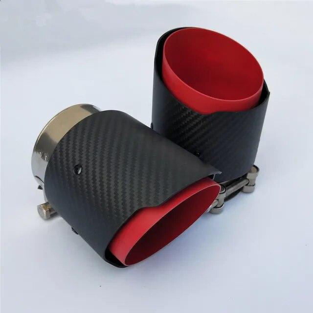 Garganta trasera de fibra de carbono, entrada de 80mm, salida de 101mm, punta de tubo de escape mate de lado recto, apta para Mazda CX5 CX4