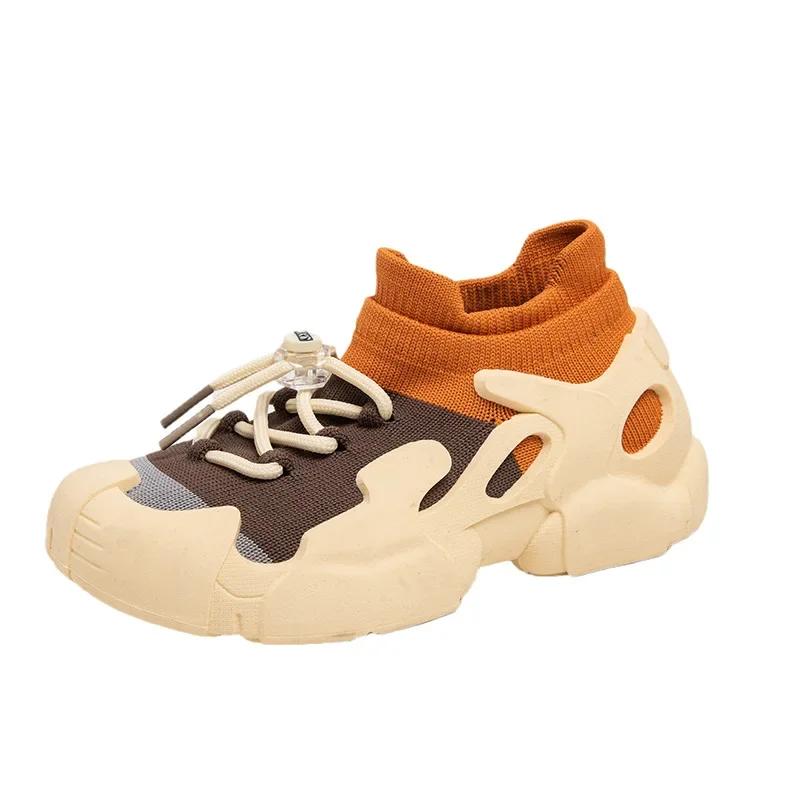 Mesh Knitted Boys Girl's Sneakers Slip On Comfortable Children Sport Shoes Spring Autumn Anti Slip Soft Kids Running Shoes