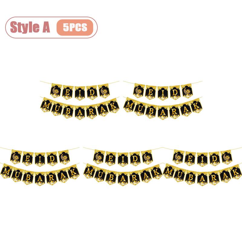 1-10 Stück Festival Feier Gold und Schwarz Ramadan Hängendes Banner Papierlaternen Halbmond Ornamente für Heimbedarf