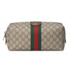 Gucci Geantă de seară Savoy logo vechi cu flori uzate bandă cu dungi necesar de machiaj/toaletă pânză patchwork mărime medie unisex stil cuplu abanos/maro
