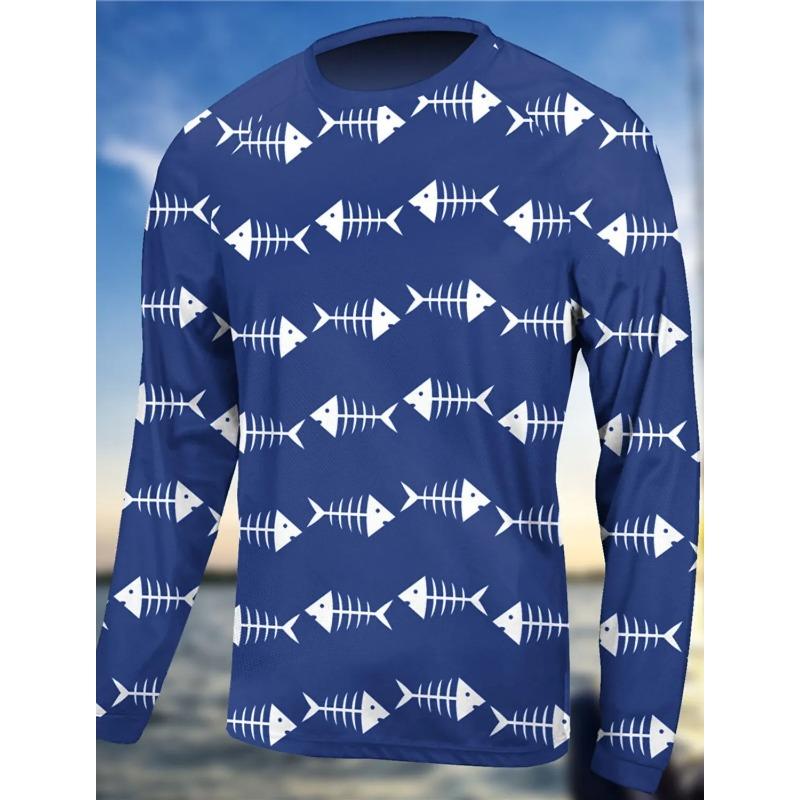 Men's Fishing Shirt Outdoor Long Sleeved UV Protection Breathable Quick Dry Lightweight Sweat Wicking Tops Spring Summer Fishing