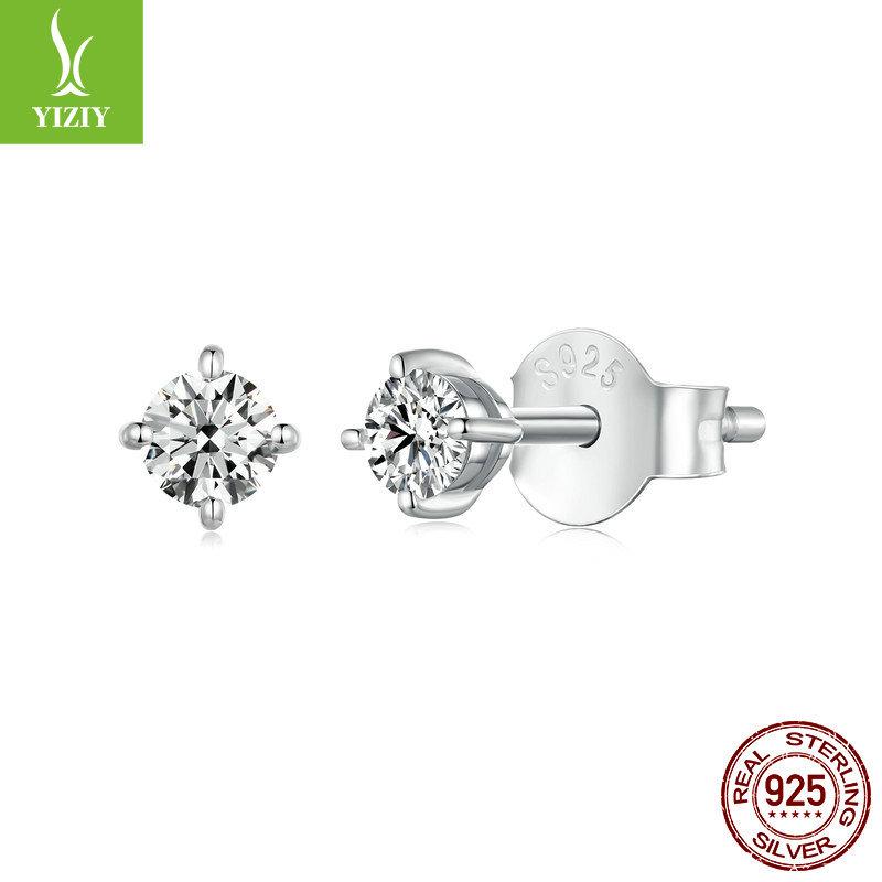 10 Points Four-Claw Moissanite Stud Earrings, Simple And Classic Versatile S925 Sterling Silver Moissanite Earrings.