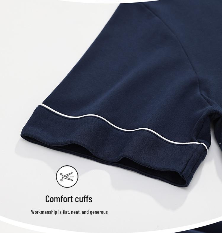 High-End Men's Summer Cotton Pajama Set - Short-Sleeved for Teens to Middle-Aged