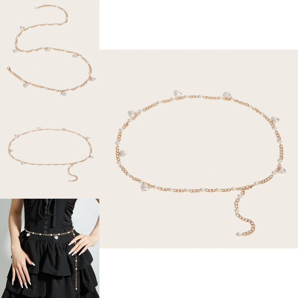 Fashion Faux Pearl Waist Chain With Metal Chain For Summer Womens Party Wear