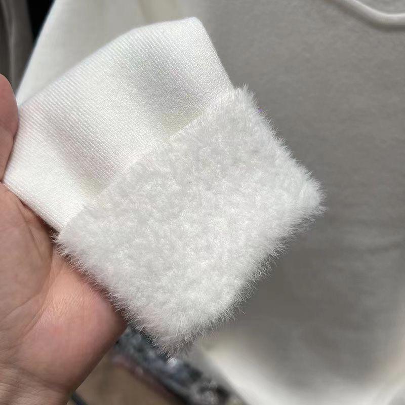 Women's Winter Warm Plush Knit Sweater - Low-Neck One-Piece with Plus Velvet Thickened Base Layer