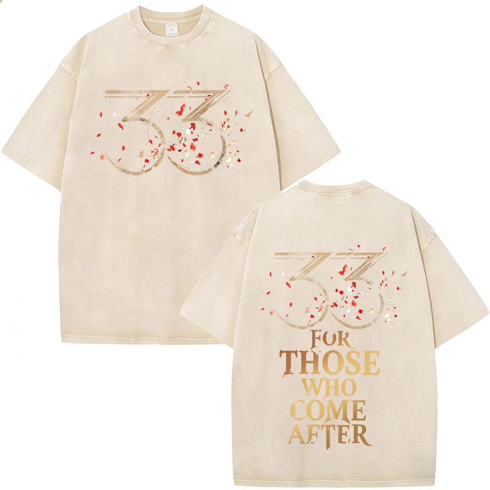 Game Clair Obscur Expedition  Graphic Vintage Washed T Shirt Men Women Clothing Fashion Oversized Cotton Short Sleeve Tshirts