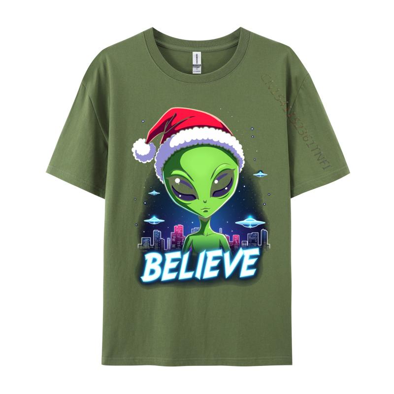 

I Want To Believe Aliens Ufo Area 51 Roswell Alien Christmas 4 Print Men 2024 New Custom Tops Shirt Camisa Pure Cotton T Shirt 4XL