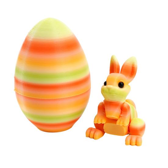 3D-gedruckte Ostereier mit Hase darin, bewegliche flexible Fidget-Hasenspielzeuge, Osterkorb