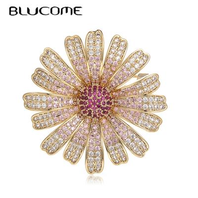 Chegada Nova Qualidade Exquisita Broches de Cobre Formato de Flor para Mulheres Terno Vestido Pinos de Hijab
