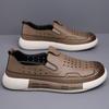 Summer New Designer Hollow Breathable Leather Brown Yellowish-Brown Casual Shoes For Men Sandal Loafter Business Dress Footwear