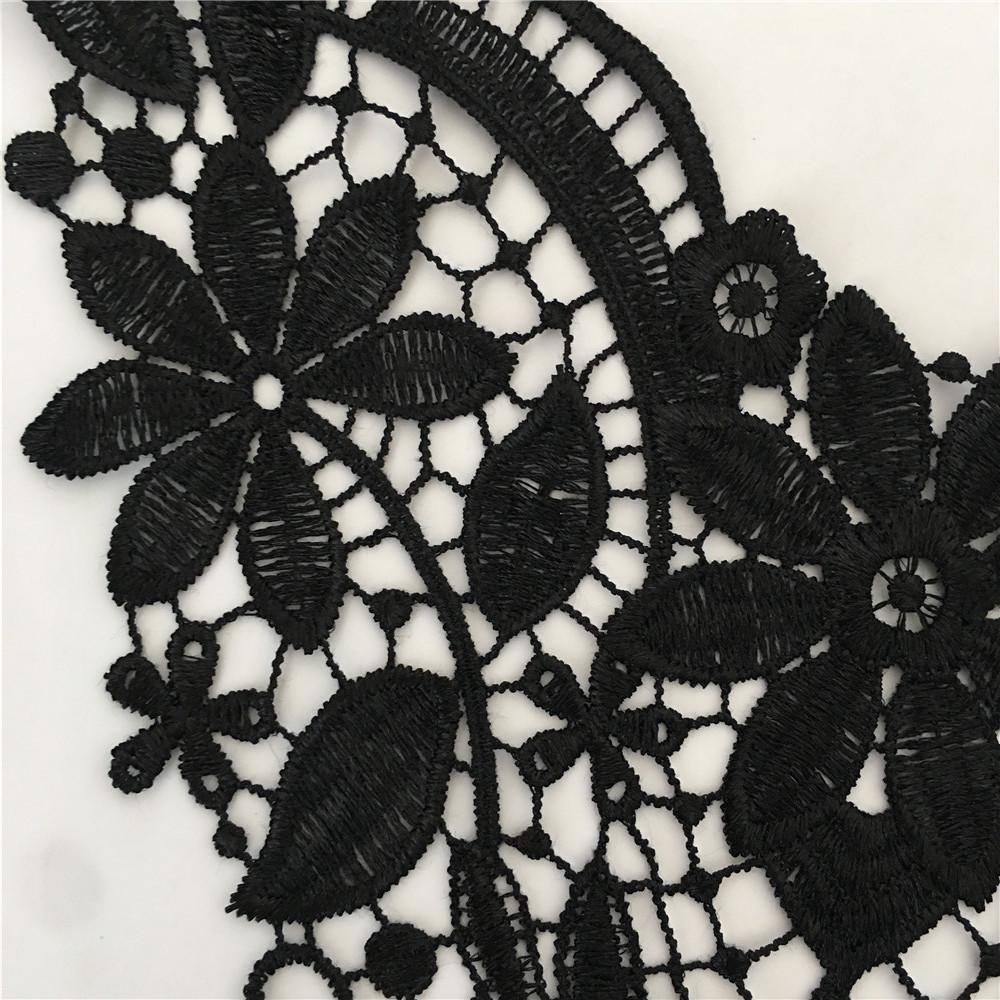 Handmade Black & White Polyester Lace Collar Applique