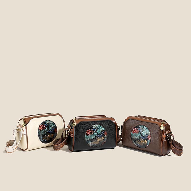 Casual Women Handbag Soft Leather Small Shoulder Crossbody Bags For Women 2025 Summer New Fashion Print Ladies Messenger Tote Bag