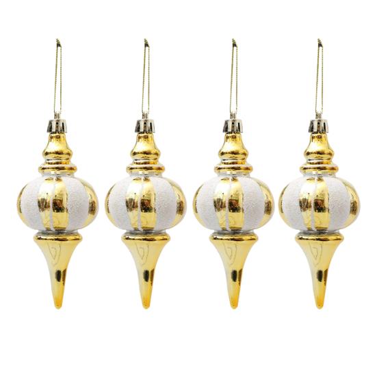 Sada 4ks vánočních tykevových přívěsků Slavnostní plastové ozdoby na stromeček Přívěsky pro barevnou sváteční atmosféru