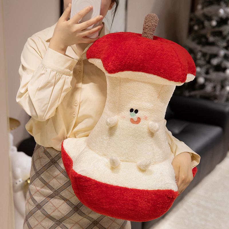 Cartoon Creative Apple Core Pillow Bite Apple Plush Toy Doll Living Room Ornament Sofa Cushion