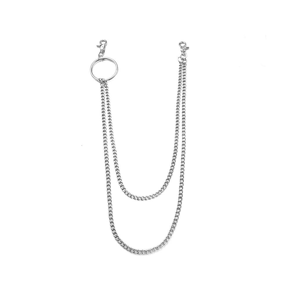 

Unisex Trendy Hip-Hop Double-Layer Titanium Waist Chain - European & American Street Fashion Accessory