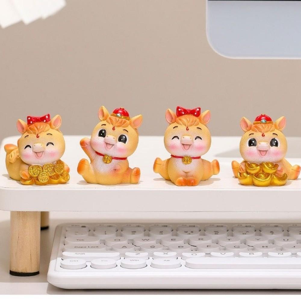 Cute 2026 Horse Year Mascot Resin Horse Figures Ornament Funny Horse Statue  Chinese New Year