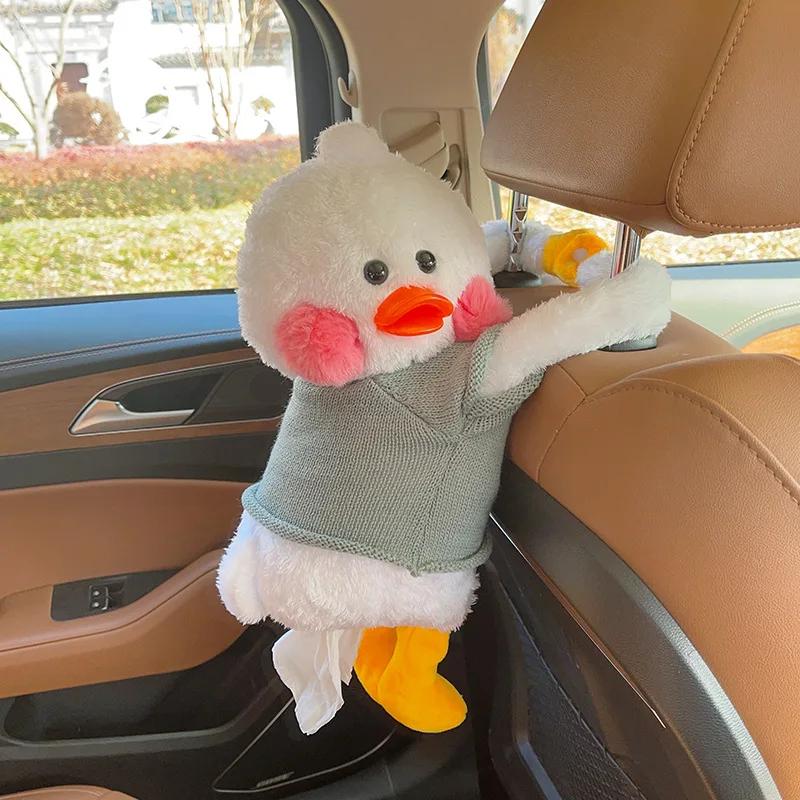 Soft Plush Tissue Box Cute Pet Hanging Car Paper Tower Box Creative Plush Doll Tissue Box In-car Armrest Doll Decoration