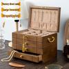Vintage Solid Wood Jewelry Box with Lock: Storage for Necklaces, Earrings, and Rings. Exquisite Craftsmanship.