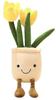 Pluche Tulpen in een Pot Bloemen Mascotte Vrouwendag (Geel)