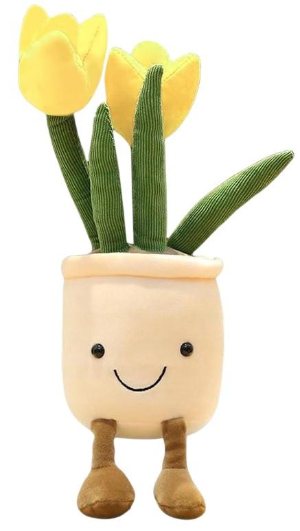Plush Tulips In a Pot Flower Mascot Women's Day (Yellow)