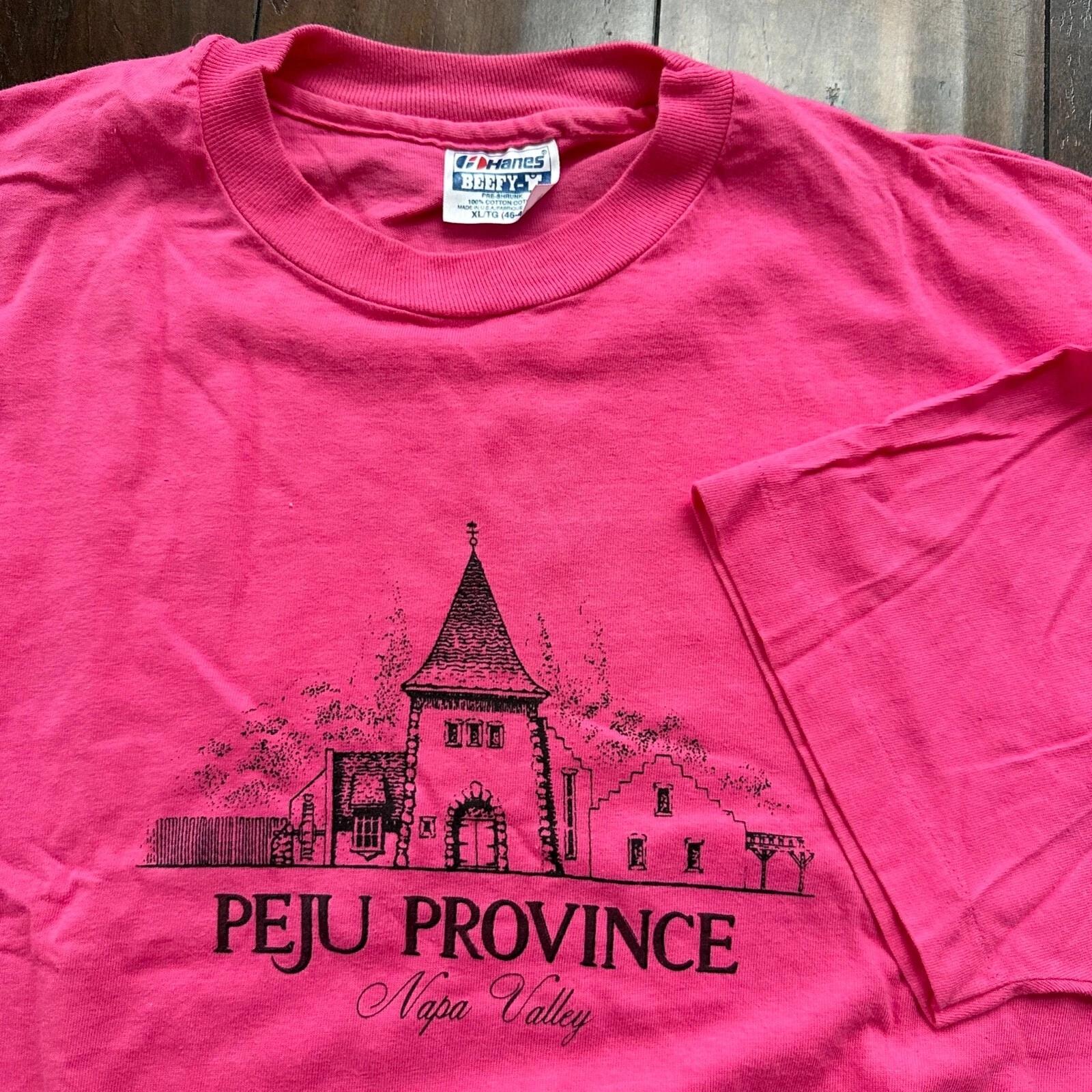 

Napa Valley California Vintage T Shirt Peju Province Hanes Beefy XL Pink Castle 3XL