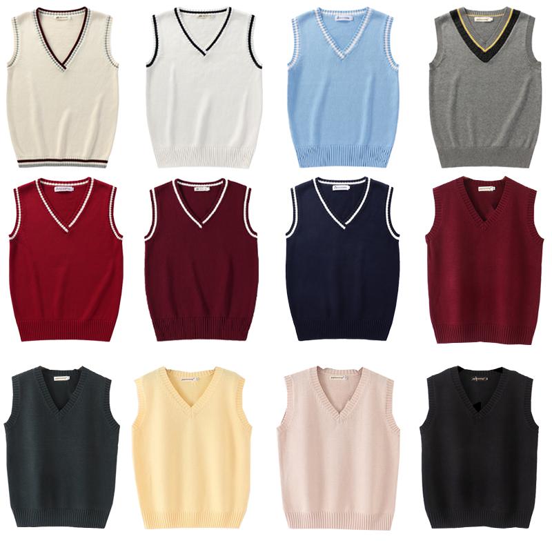 Gilet a Maglia Senza Maniche Donna Uomo Scollo a V Preppy Studenti Ragazzi Ragazze Classico Primaverile Maglione Lavorato a Maglia Moda Coreana Gilet Retrò