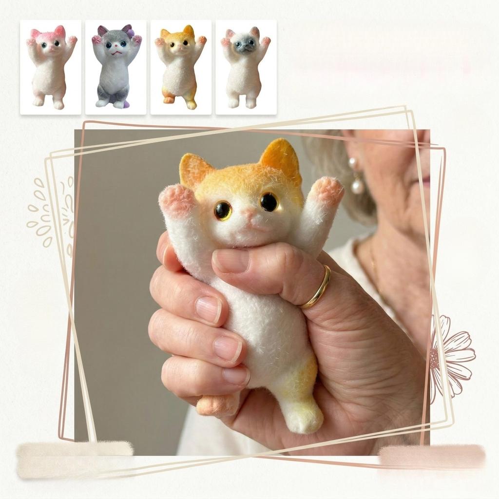 Standing Cat Plush Toy Soft Stuffed Animal Figure Lifelike Kitty Ornament for Desk Home Office Decoration Gift for Kids Adults