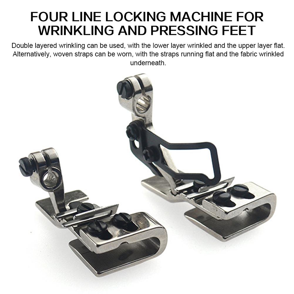 Metal Overlock Presser Foot,Four-Wire Sewing Crimp Presser Foot Sewing Machine Parts Portable Sewing Machine Accessories