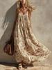 European and American new elegant floral chiffon suspender sleeveless long dress loose temperament holiday dress