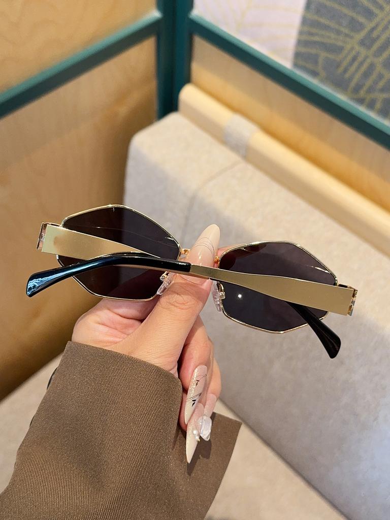 1Pc Fashionable Geometric Glass Frame Personalized High-End Metal Fashionable Trendy Glasses Fashionableable Versatile Decorative Accessories