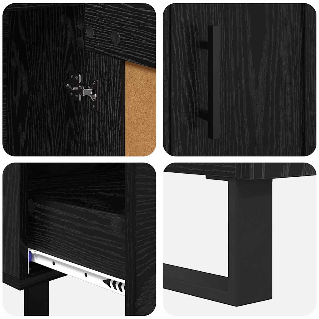 Highboard in Black Oak Look 69.5 x 31 x 115 cm Engineered Wood