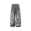 STREETRICH Street Wear Nowy Retro Miss Me Jeansy Boot Cut Damskie Niebieskie Dżinsy Kieszeń z Haftowanym Skrzydłem Hip Hop Harajuku Gotyckie Szerokie Spodnie