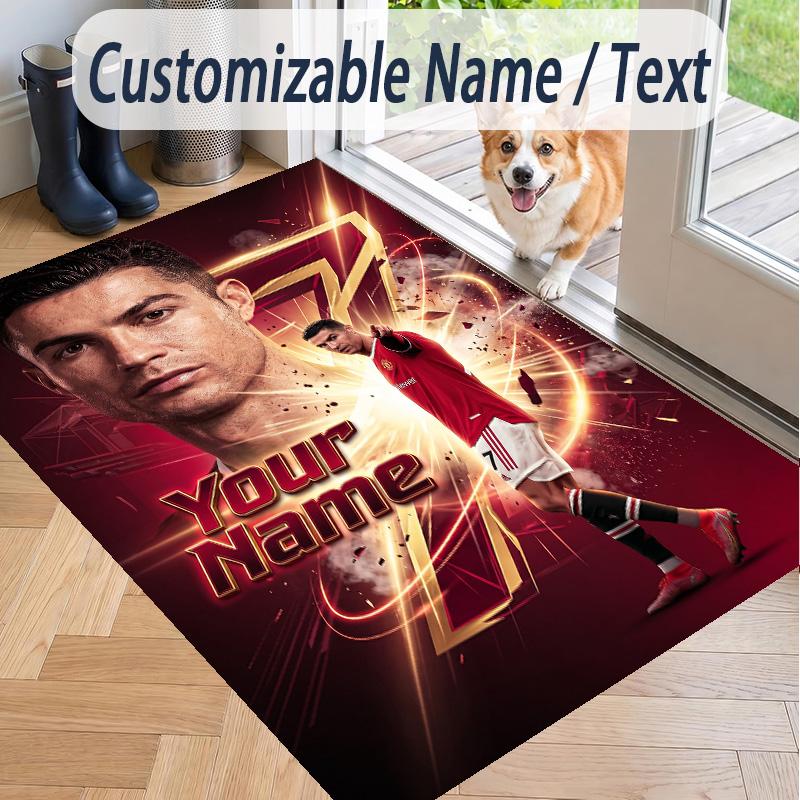 Custom Text Printed Rug Cristiano Ronaldo Non Slip Floor Carpet For Home Room Decor