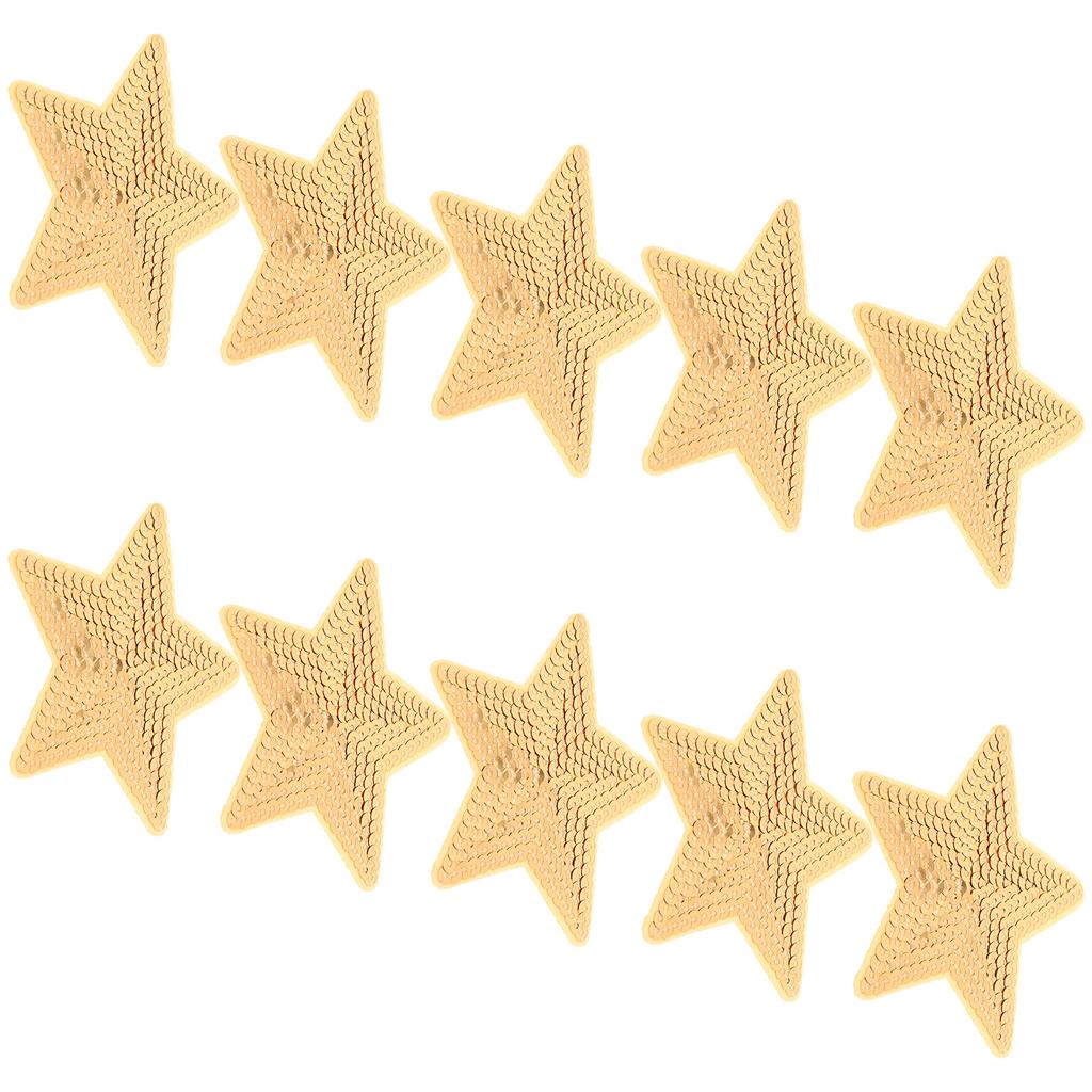 10 Stück Fünfzackige Stern-Aufnäher Für Kleidung Gestickt Pailletten-Applikationen Zum Aufbügeln Nähen DIY Basteln Reparatur Dekor Kinderjacken Hemden
