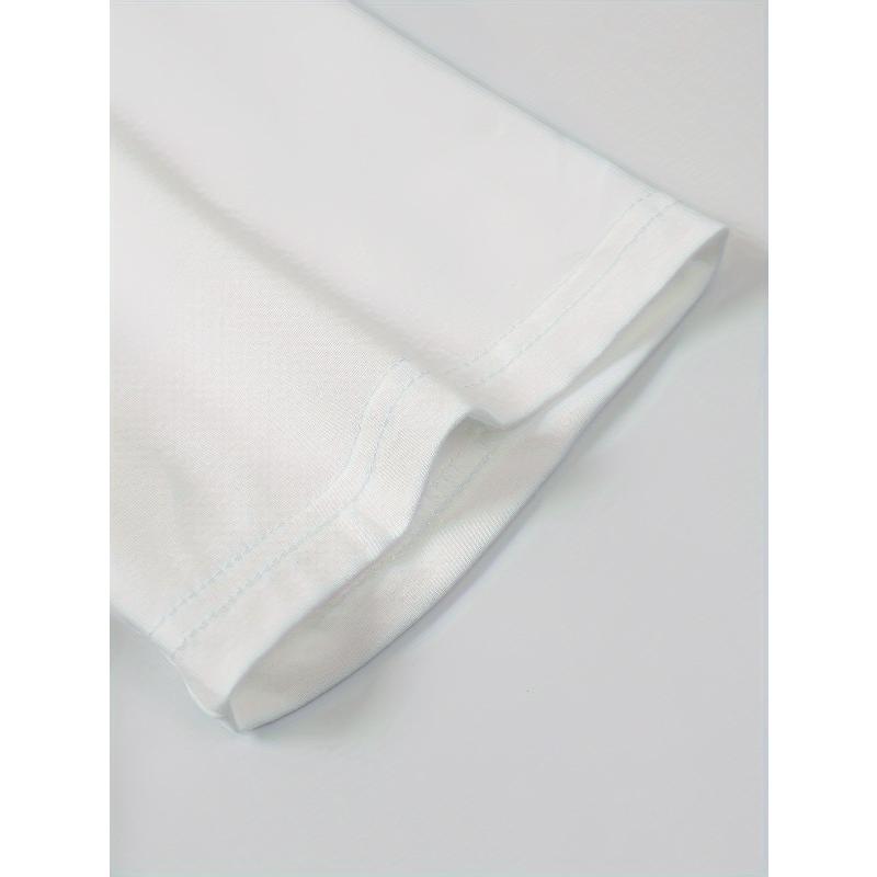 Women's White Short Sleeve Tee with Prints, Fresh & Breathable, Perfect for Summer Daily Wear