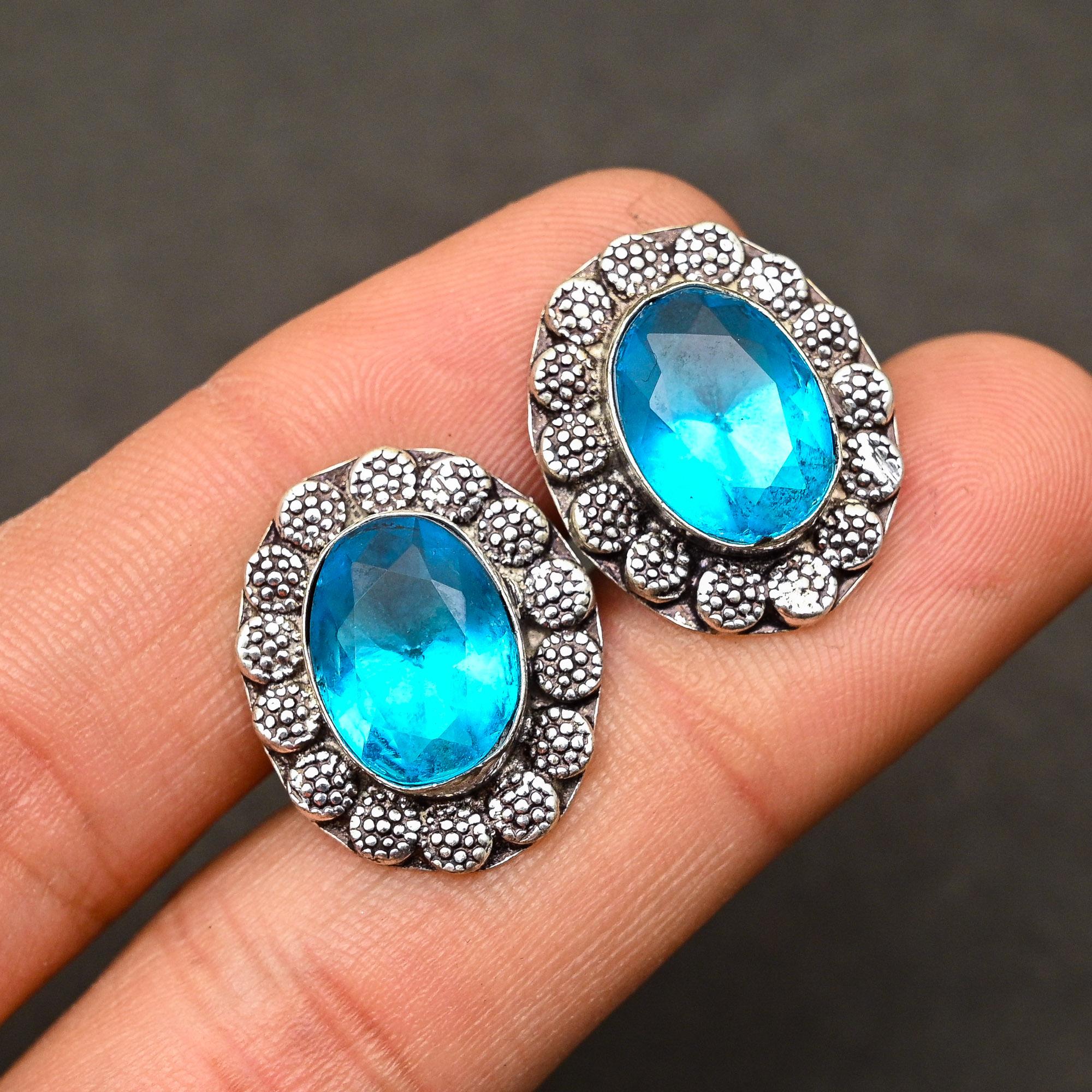 

Мужские ювелирные изделия из серебра 925 пробы с голубым топазом Swiss Blue Topaz Gemstone