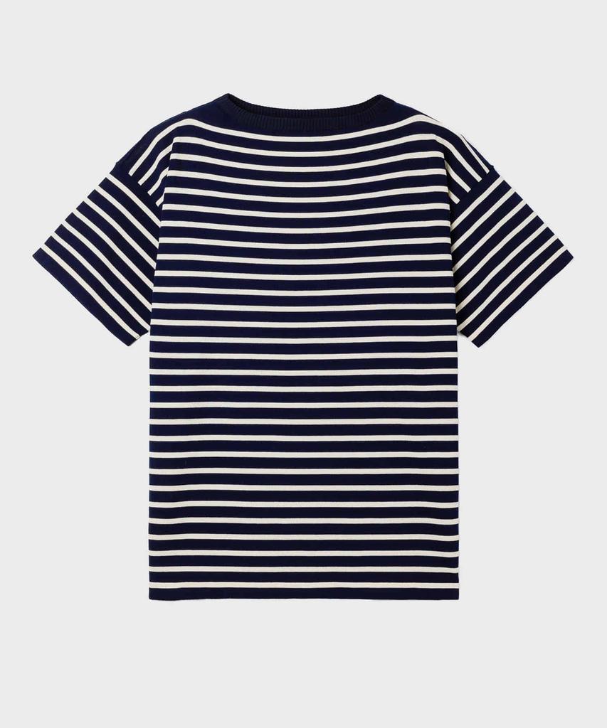 Andeleusenandeleusen Boatman Short Sleeve Striped Knit Royal Blue
