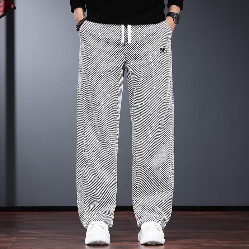 Jierayno Men s Loose Fit Straight Leg Casual Pants M