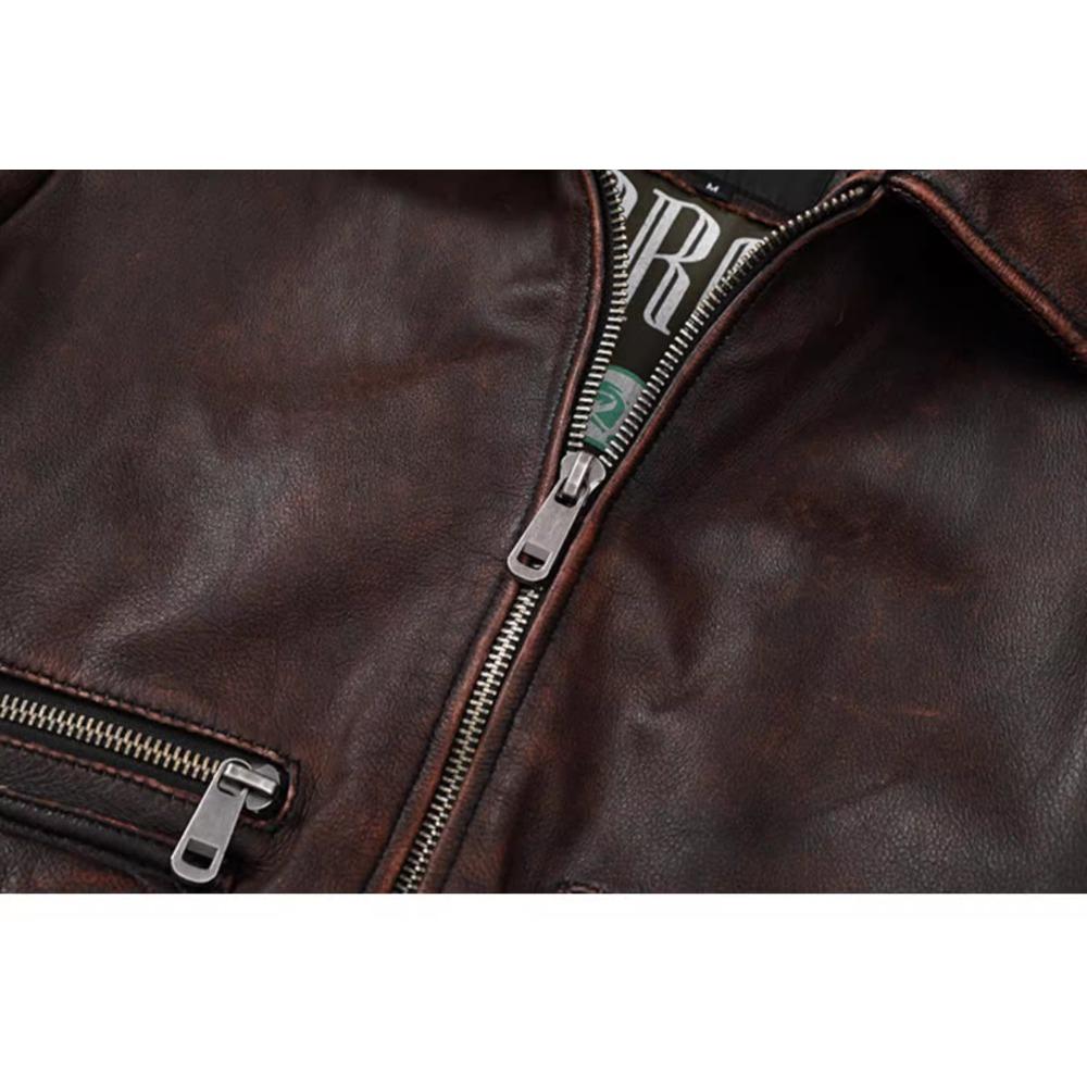 Chinese Size Vintage Genuine Leather Jacket Men Real Cowhide Air Force Flight Suit A2 Pilot Jacket Bomber Jacket