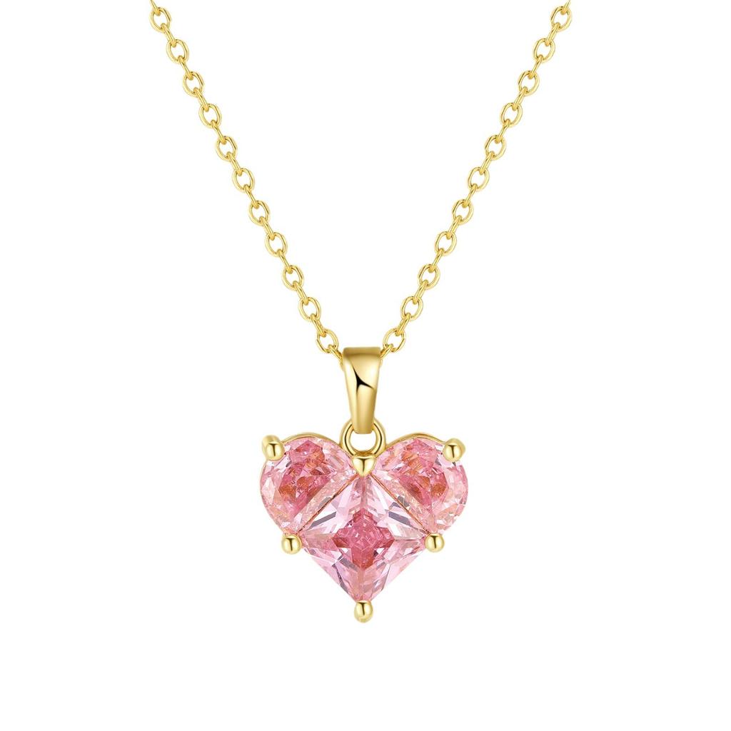 925 Sterling Silber Herz Anhänger Halskette, Süßer Rosa Liebes Charm für Frauen, Täglich, Büro, Party