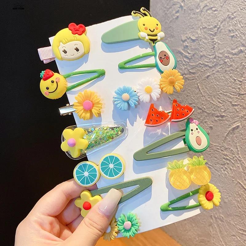 14PCS Girls Sweet Hair Clip Rainbow Fruit Cute Cartoon Hair Bands Lovely Hair Accessories Headwear Hairpins Headdress Barrettes