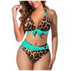 Women's Fashion Split High Waist Printed Bikini With Bra Pads And No Steel Bra Swimsuit