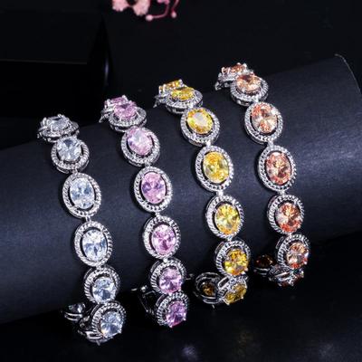 WWJ Elegante silberne ovale Tennisketten-Armbänder