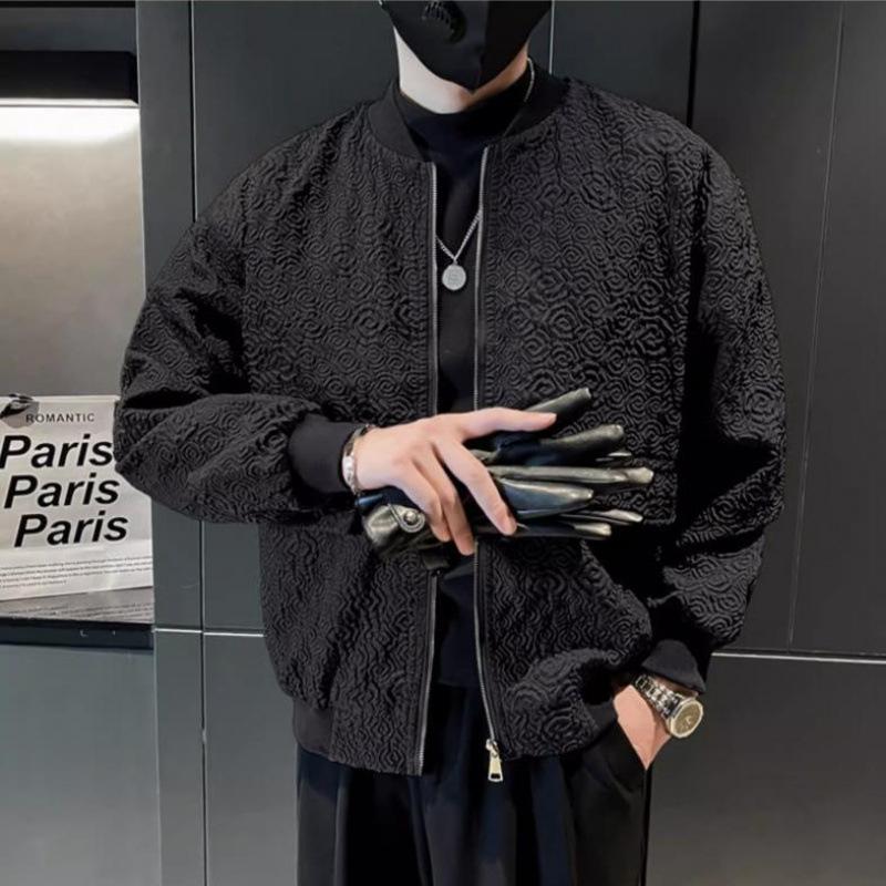 

Весна и осень Новая красивая куртка с воротником-бейсболкой Мужская свободная модная универсальная куртка с трехмерным узором L