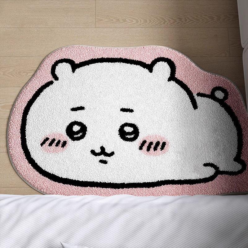 Chiikawa Mädchenschlafzimmer Teppich, Geformter Kinderteppich aus Kunstwolle, Eingangsteppich im Cremestil, Weicher Bequemer Niedlicher Cartoon-Bereichsteppich