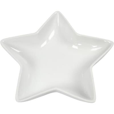 Hviezdny tanier - Creotime - 20 cm - Keramika - Biely - Asymetrický