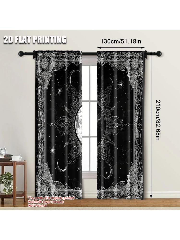 2pcs, Contemporary Curtains  plane printing Bohemian Exotic Machine Washable Fabric (without rod) Versatile All Perfect for