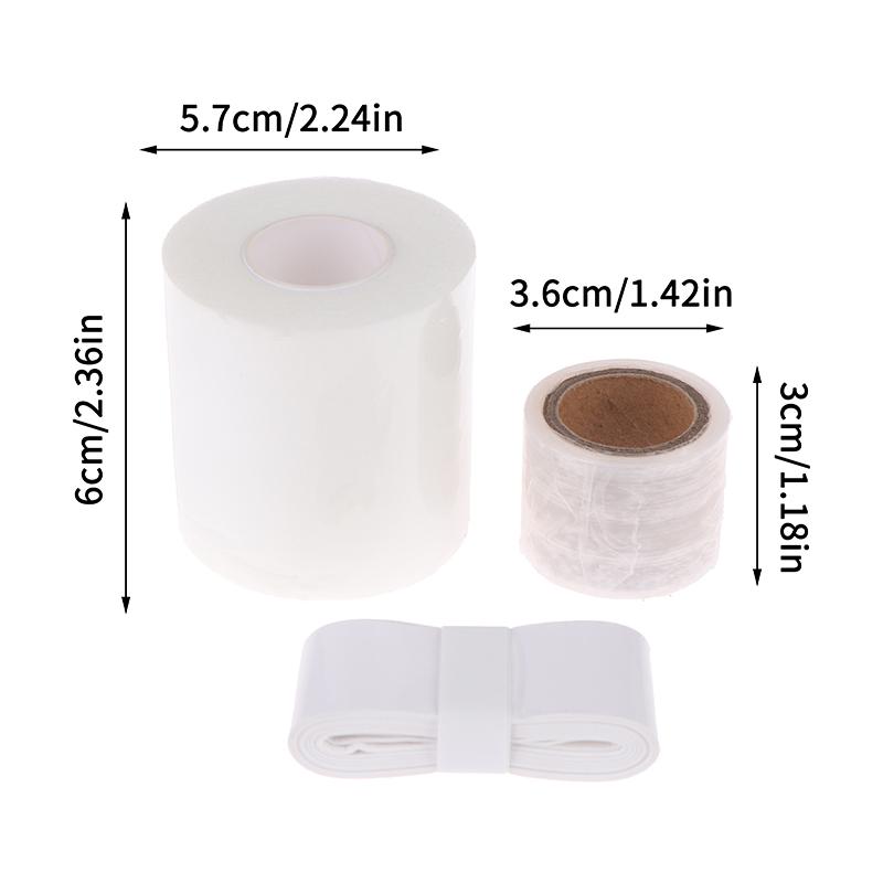 2/1 Roll PU Sponge Tennis Badmintion Racket Overgrip Shock-absorbing Film + 2/1 Roll Base Film Handle Membrane Damping Grip Skin