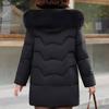 Plus Size Middle Age Women Winter Coats Hooded Faux Fur Collar Elegant Thick Warm Parkas Female Jackets